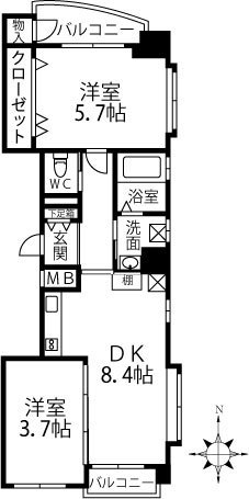 Aﾀｲﾌﾟ４５.６７㎡ 