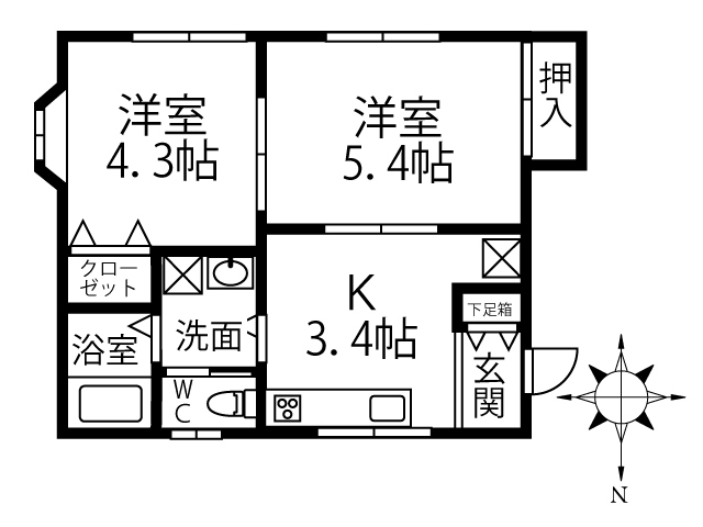 Ａタイプ(2DK) 40㎡